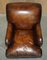 Bridgewater Brown Leather Armchairs & Footstool from Howard & Sons, 1880s, Set of 3, Image 11