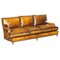 Brown Leather Signature Scroll Sofa by George Smith for Howard & Sons, Image 1
