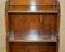 Vintage English Flamed Hardwood Waterfall Bookcases with Cupboard Bases, Set of 2 6