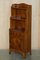 Vintage English Flamed Hardwood Waterfall Bookcases with Cupboard Bases, Set of 2 2