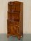 Vintage English Flamed Hardwood Waterfall Bookcases with Cupboard Bases, Set of 2 17