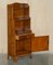 Vintage English Flamed Hardwood Waterfall Bookcases with Cupboard Bases, Set of 2 11