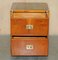 Burr Yew Wood Green Leather Military Campaign Nightstand Drawers, Set of 2 17