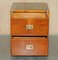 Burr Yew Wood Green Leather Military Campaign Nightstand Drawers, Set of 2, Image 17