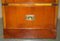 Burr Yew Wood Green Leather Military Campaign Nightstand Drawers, Set of 2 7