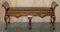 Dutch Marquetry Inlaid Claw & Ball Feet Brown Leather Bench, 1860s, Image 2