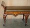 Dutch Marquetry Inlaid Claw & Ball Feet Brown Leather Bench, 1860s 3
