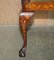 Dutch Marquetry Inlaid Claw & Ball Feet Brown Leather Bench, 1860s 5