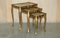 Mesas nido florentinas vintage pintadas a mano y doradas, años 30. Juego de 3, Imagen 2