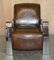 Vintage Art Deco Aviator Heritage Brown Leather & Chrome Armchairs, Set of 2 3