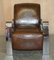 Vintage Art Deco Aviator Heritage Brown Leather & Chrome Armchairs, Set of 2, Image 3