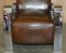 Vintage Art Deco Aviator Heritage Brown Leather & Chrome Armchairs, Set of 2 5