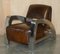 Vintage Art Deco Aviator Heritage Brown Leather & Chrome Armchairs, Set of 2 16