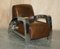 Vintage Art Deco Aviator Heritage Brown Leather & Chrome Armchairs, Set of 2 2