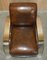 Vintage Art Deco Aviator Heritage Brown Leather & Chrome Armchairs, Set of 2 11