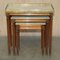 Vintage French Empire Nesting Tables in Italian Carrara Marble & Brass, Set of 3 18