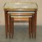 Vintage French Empire Nesting Tables in Italian Carrara Marble & Brass, Set of 3, Image 18