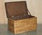 Vintage Wicker Linen Storage Trunks Seats with Wood Tops, Set of 2, Image 18