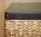 Vintage Wicker Linen Storage Trunks Seats with Wood Tops, Set of 2 4