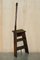 Antique French Napoleon III Hardwood & Leather Library Step Ladder, 1850s, Image 10