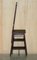Antique French Napoleon III Hardwood & Leather Library Step Ladder, 1850s 11