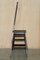 Antique French Napoleon III Hardwood & Leather Library Step Ladder, 1850s 13