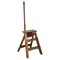 Antique French Napoleon III Hardwood & Leather Library Step Ladder, 1850s, Image 1