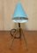 Mid-Century Modern Table Lamp with Blue Original Shade from Boris Lacroix, 1950s 3