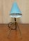 Mid-Century Modern Table Lamp with Blue Original Shade from Boris Lacroix, 1950s, Image 3