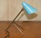 Moderne Mid-Century Tischlampe mit Blauem Original Schirm von Boris Lacroix, 1950er 11