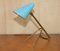 Mid-Century Modern Table Lamp with Blue Original Shade from Boris Lacroix, 1950s 2