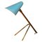 Mid-Century Modern Table Lamp with Blue Original Shade from Boris Lacroix, 1950s, Image 1