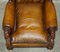 Grands Fauteuils Victoriens Antiques Sculptés en Lion Chesterfield en Cuir Marron, 1870, Set de 2 13