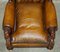Large Antique Victorian Lion Carved Chesterfield Brown Leather Armchairs, 1870, Set of 2 13