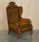 Large Antique Victorian Lion Carved Chesterfield Brown Leather Armchairs, 1870, Set of 2 2