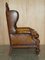 Large Antique Victorian Lion Carved Chesterfield Brown Leather Armchairs, 1870, Set of 2 19