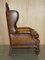 Large Antique Victorian Lion Carved Chesterfield Brown Leather Armchairs, 1870, Set of 2, Image 19