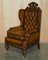 Grands Fauteuils Victoriens Antiques Sculptés en Lion Chesterfield en Cuir Marron, 1870, Set de 2 16