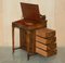 Victorian Hardwood Marquetry Inlaid & Brown Leather Davenport Desk, Image 14