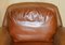Thomasville Safari Leather Woven Armchair & Footstool Ottoman Brown Leather, Set of 2 4