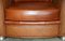 Thomasville Safari Leather Woven Armchair & Footstool Ottoman Brown Leather, Set of 2 9