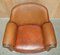 Thomasville Safari Leather Woven Armchair & Footstool Ottoman Brown Leather, Set of 2, Image 12
