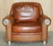 Thomasville Safari Leather Woven Armchair & Footstool Ottoman Brown Leather, Set of 2, Image 3