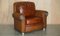 Thomasville Safari Leather Woven Armchair & Footstool Ottoman Brown Leather, Set of 2, Image 2