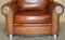 Thomasville Safari Leather Woven Armchair & Footstool Ottoman Brown Leather, Set of 2, Image 5