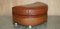 Thomasville Safari Leather Woven Armchair & Footstool Ottoman Brown Leather, Set of 2 16