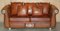 Thomasville Safari Brown Leather Woven Sofas, Set of 2 3