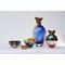 Blaue und bernsteinfarbene Vase aus mundgeblasenem Glas von Pia Wüstenberg 6