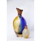 Blaue und bernsteinfarbene Vase aus mundgeblasenem Glas von Pia Wüstenberg 4