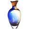 Blaue und bernsteinfarbene Vase aus mundgeblasenem Glas von Pia Wüstenberg 1